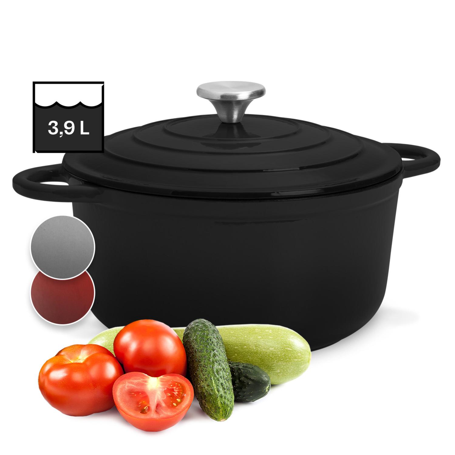 Klarstein Cocotte en Fonte, Four Néerlandais, 3,9L en Fonte, Casserole