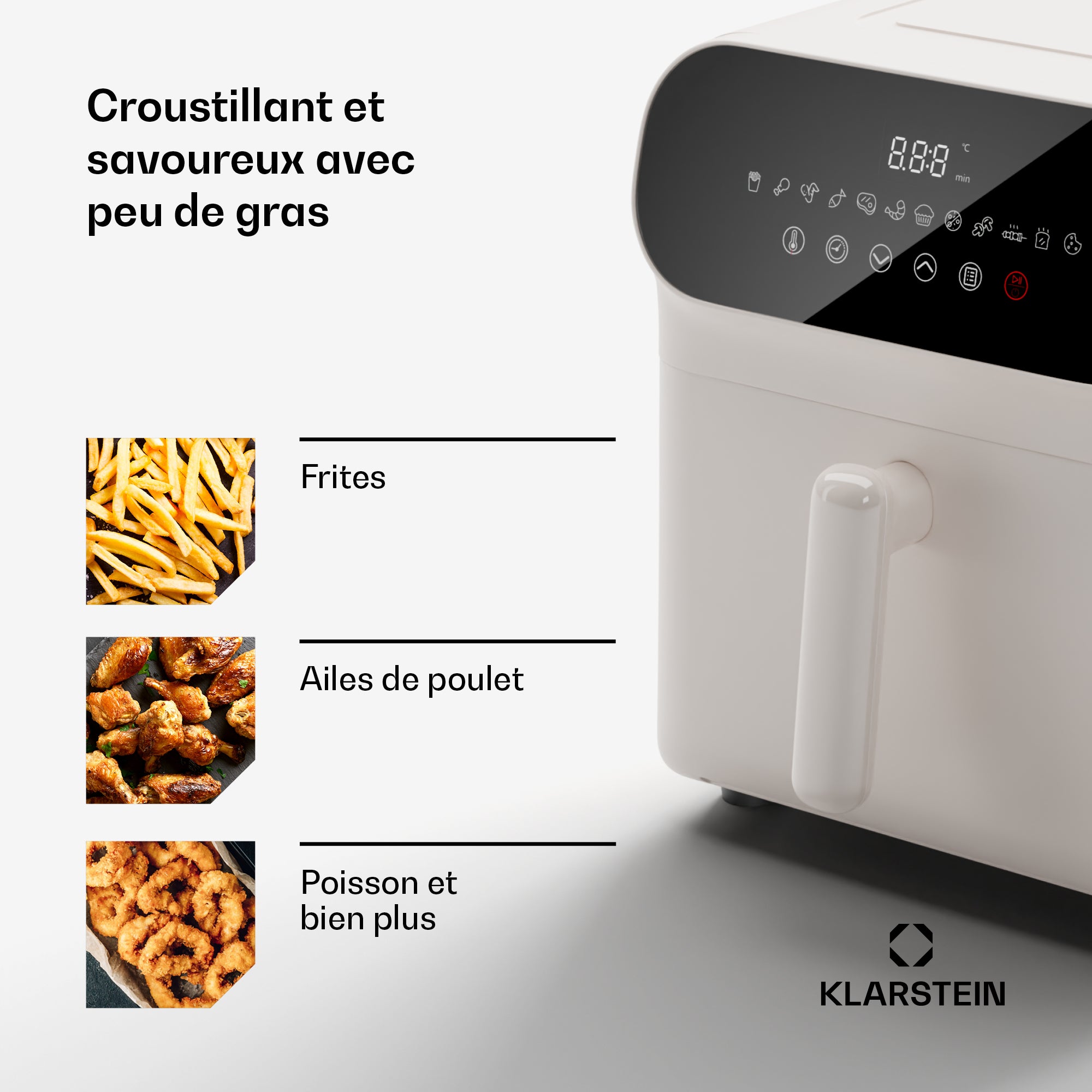 Klarstein Friteuse Air Fryer Friteuse Sans Huile Friteuse à Air Chaud ...