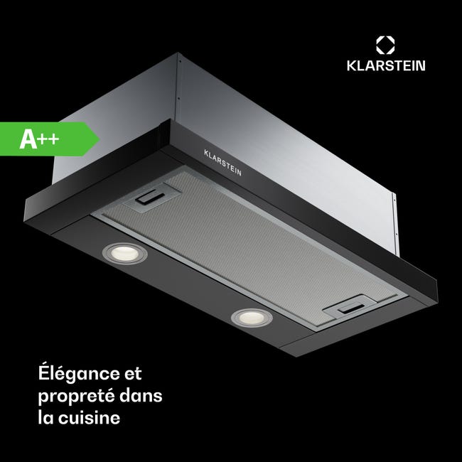 Klarstein Hotte Aspirante 60cm, Hotte de Cuisine, LED, 305 m³/h