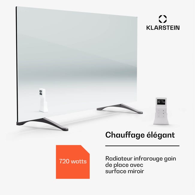 Radiateur infrarouge - Klarstein - Chauffauge - 700 W - Lumière LED -  Panneau chauffage électrique de salle de bain