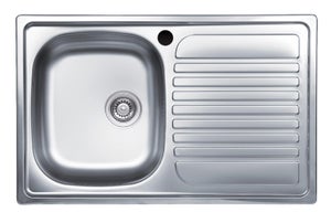 Lavello Cucina Bianco 76x47 cm, Lavello in Granito 1 Vasca + Set di Scarico,  Lavello al mobile 80cm, Lavello ad Incasso di Primagran