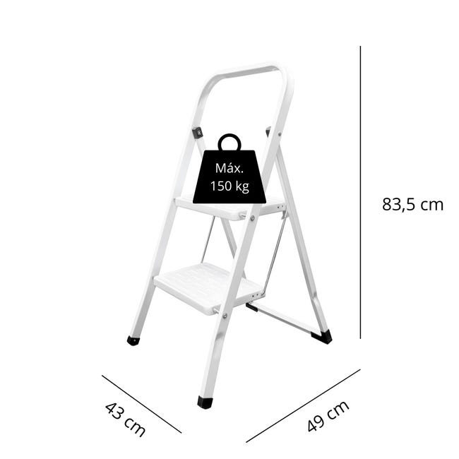 Escalera Plegable 3 peldaños Aluminio, Escalera de Tijera Resistente y  Ligera, Antideslizante, Uso domestico, soporta 150 kg.