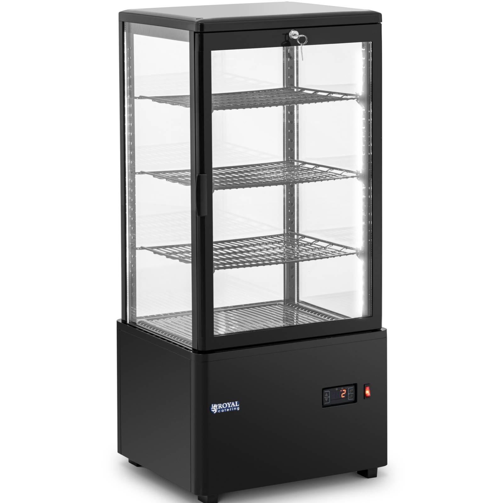 Vitrine Réfrigérée Royal Catering 100L - Posable, 3 Niveaux, éclairage LED - Pour Pâtisserie Et Boulangerie