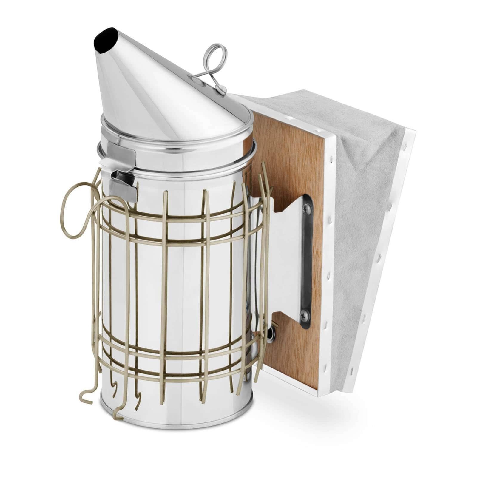 Enfumoir Apiculture Acier Galvanisé - Cuir Bœuf - Diamètre 10.5cm - Pour Ruches Abeilles