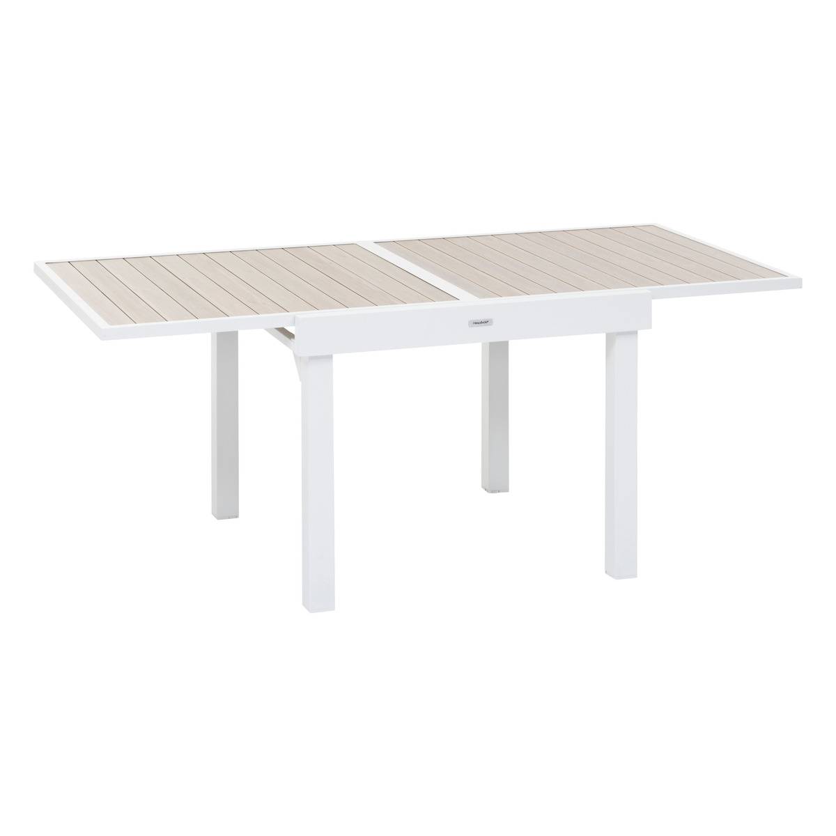 Table de jardin extensible "Piazza" lin & blanc 8 places en aluminium