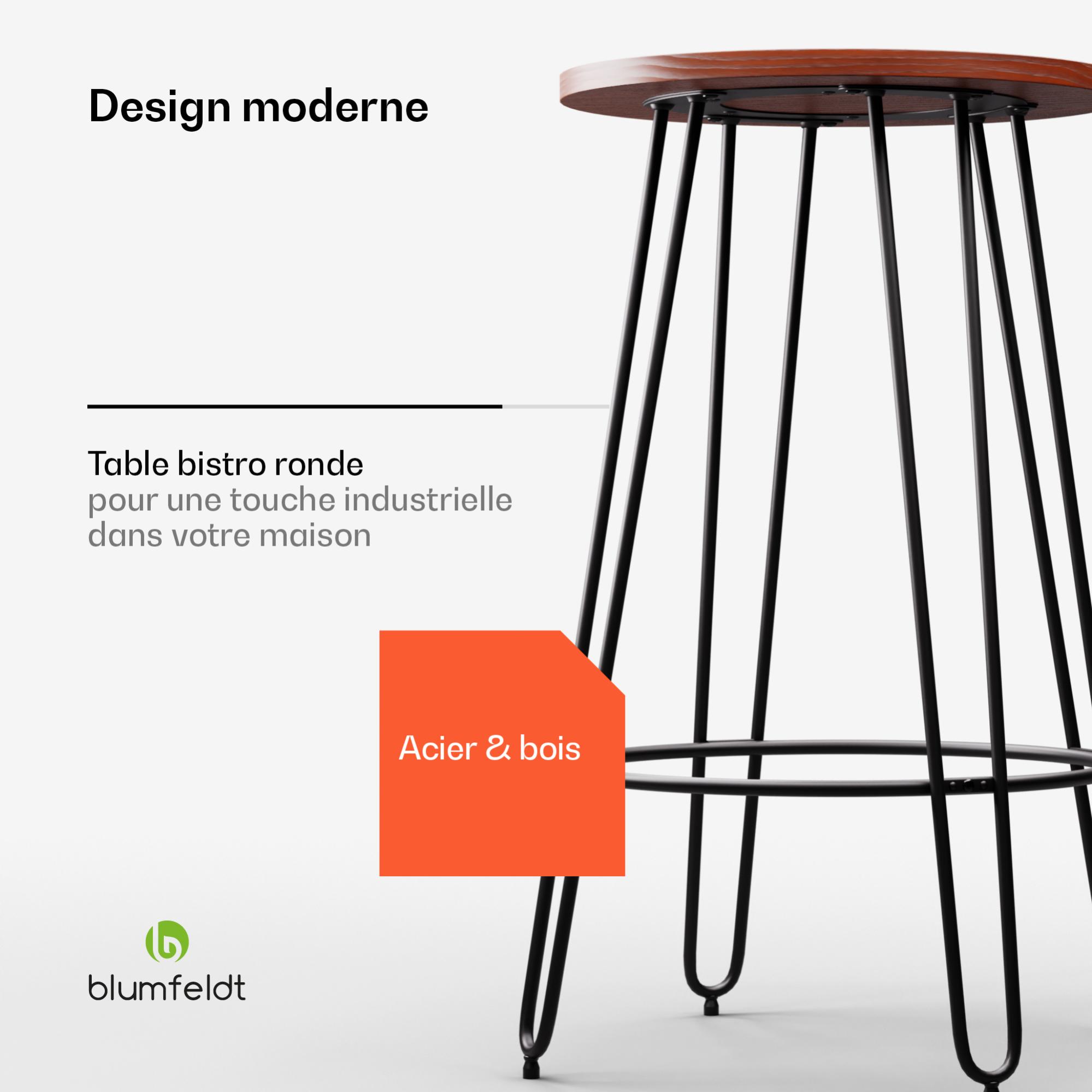 Klarstein Table Haute de Bar 120 cm, Table Mange Debout, Structure Renforcée, Facile à monter