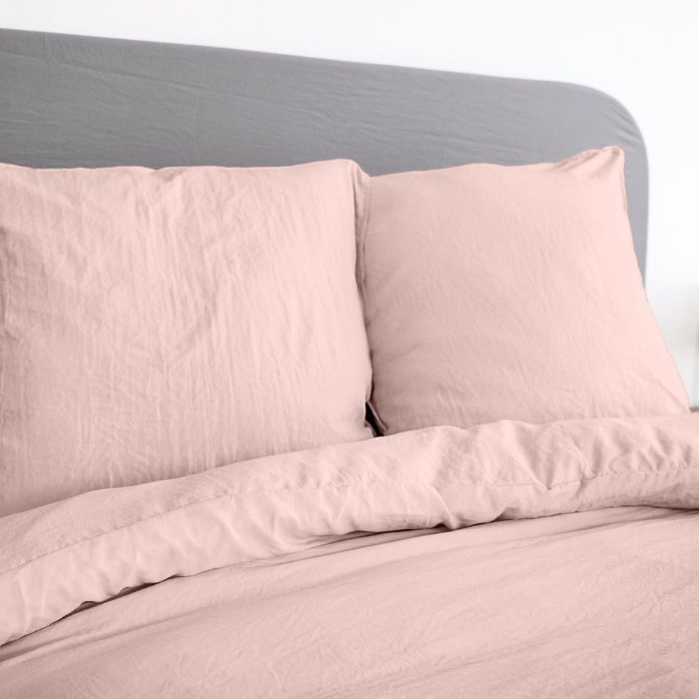 Housse De Couette 3 Pièces Home Passion - 240x260 Cm, 100% Coton 57 Fils - Blanc & Rose Poudré
