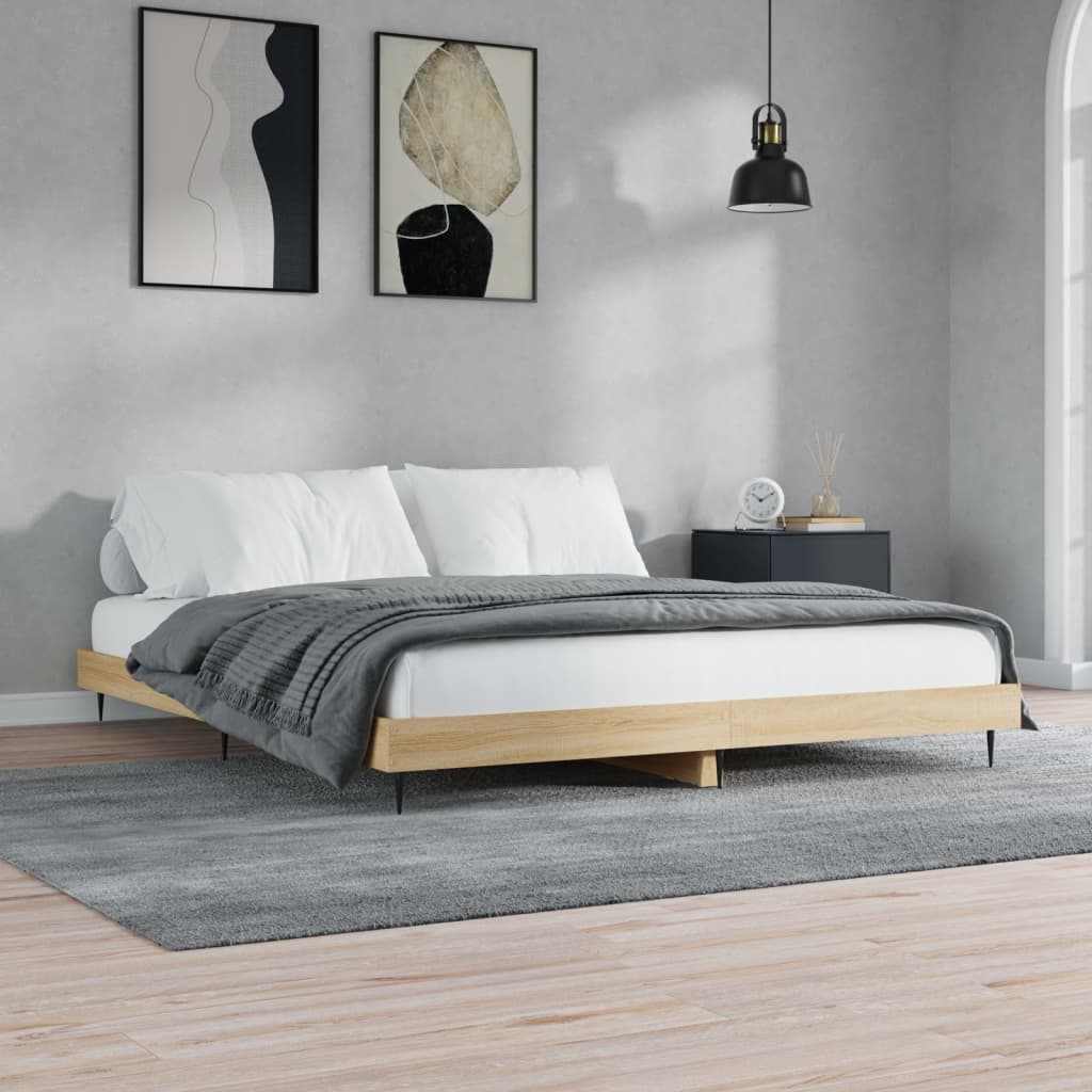 Struttura Letto per adulti,Telaio del letto,Giroletto Rovere Sonoma 120x190  cm in Legno Multistrato QSW16051