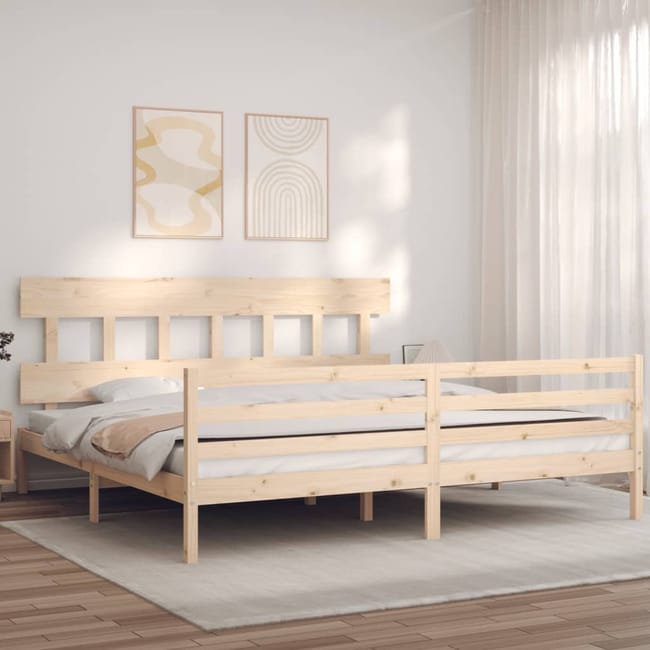 Cadre de lit en bois de pin massif 200x200 cm - SALALIS - Maison Cadre de lit en bois de pin massif 200x200 cm - SALALIS - Maison
