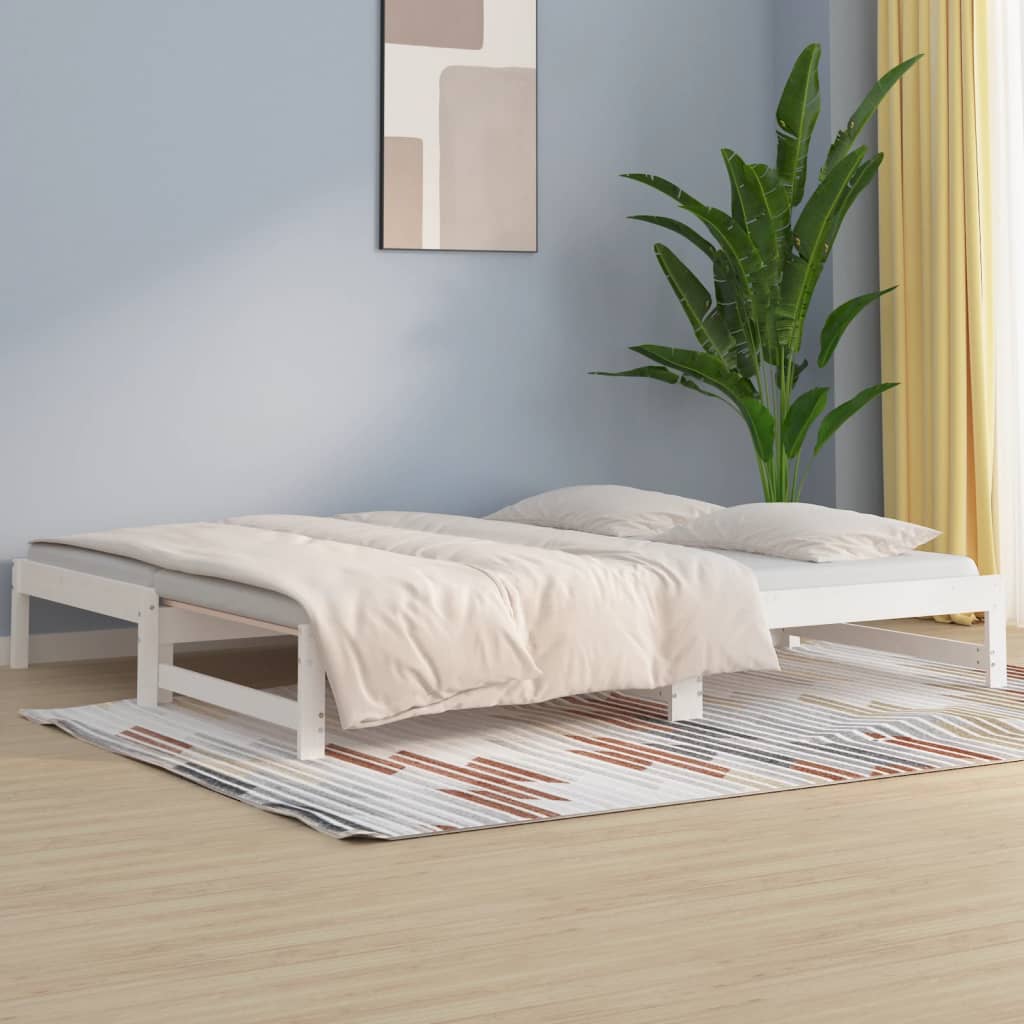 Cadre de lit d'enfant blanc 2x(90x190) cm bois de pin massif