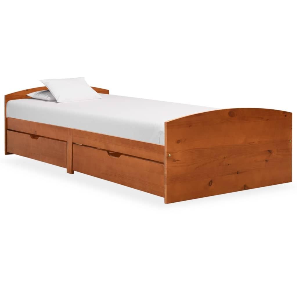 Estructura de cama con cajones y armario pino macizo 90x200 cm