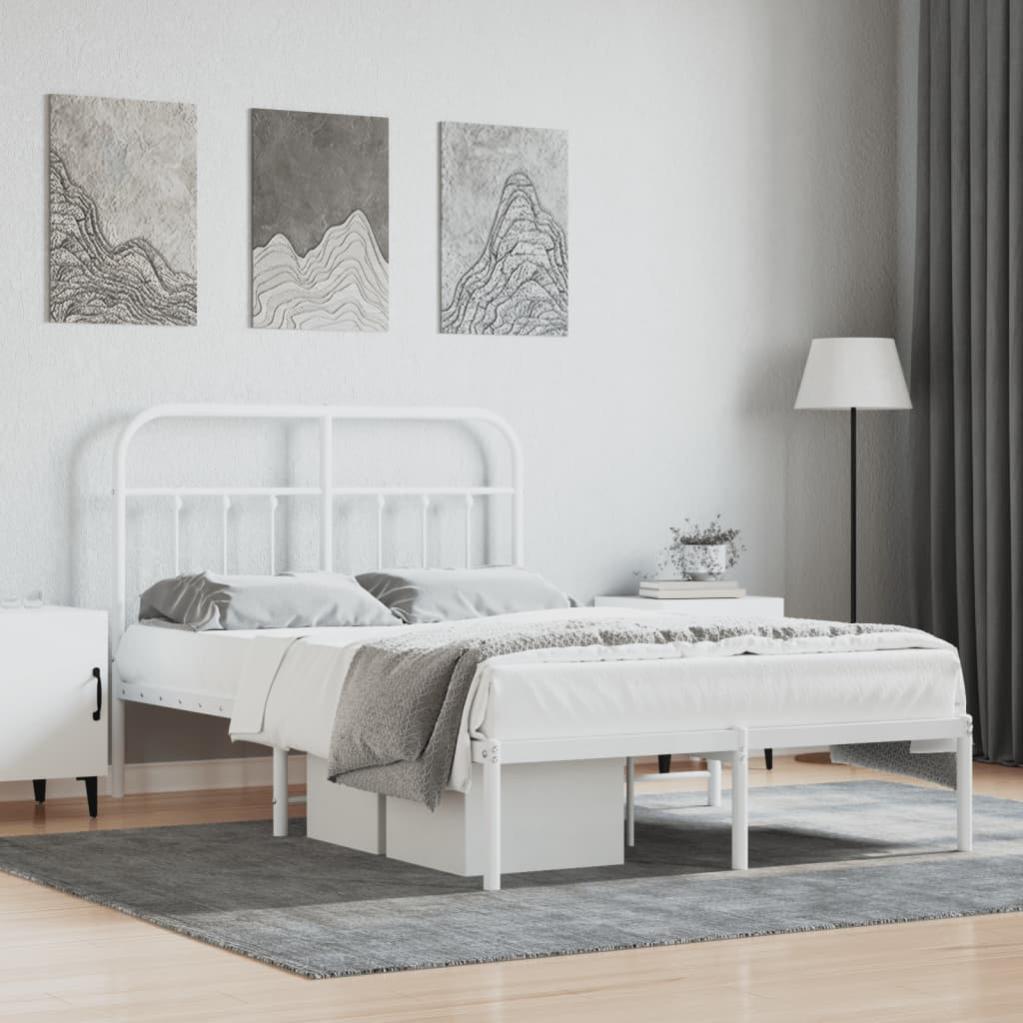 Giroletto con testiera bianca Super King Size in legno massello | Leroy
