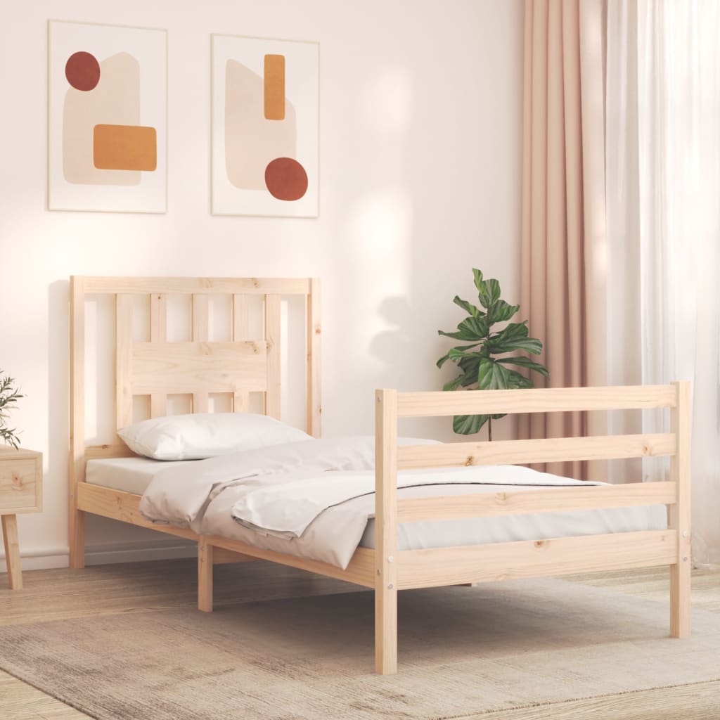 Estructura De Cama Madera Maciza Pino Gris Oscuro 90x200 Cm con Ofertas en  Carrefour