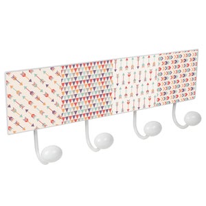 Appendiabiti da parete in metallo design BAMBINI decorazione FRECCE colori  con 4 GANCI in porcellana