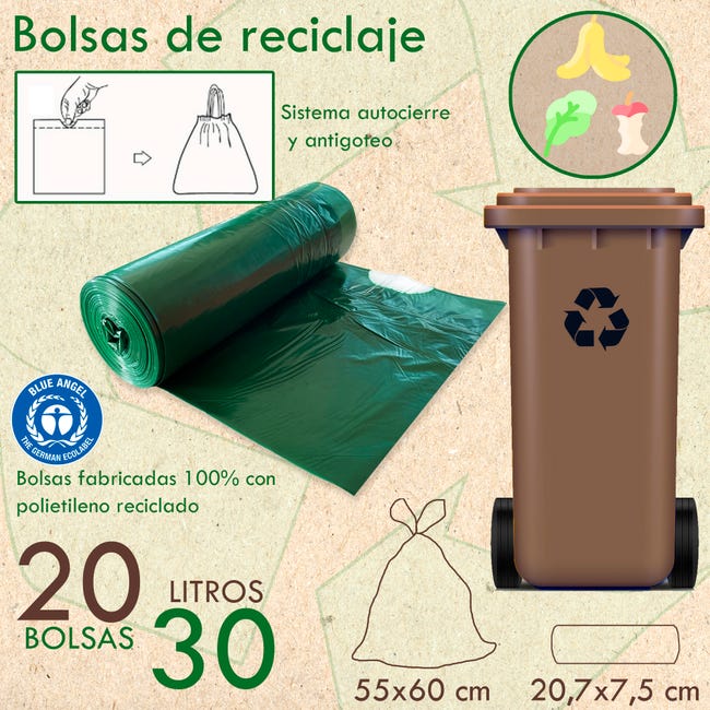 bolsas de basura verdes 100% reciclado 50 litros