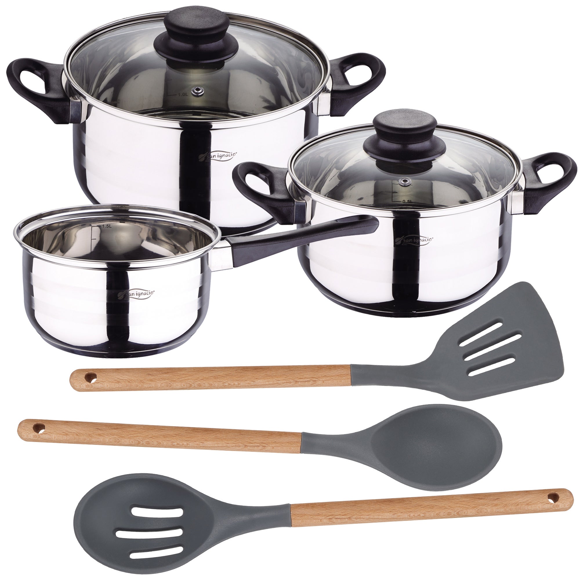 Kit X9 Utensilios De Cocina Antiadherentes Silicona Negro