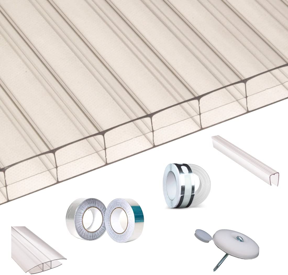 Ironlux - Kit Placas de policarbonato Compacto transparente 16mm - Medida  final 1500x3150mm - Incluye accesorios de instalación