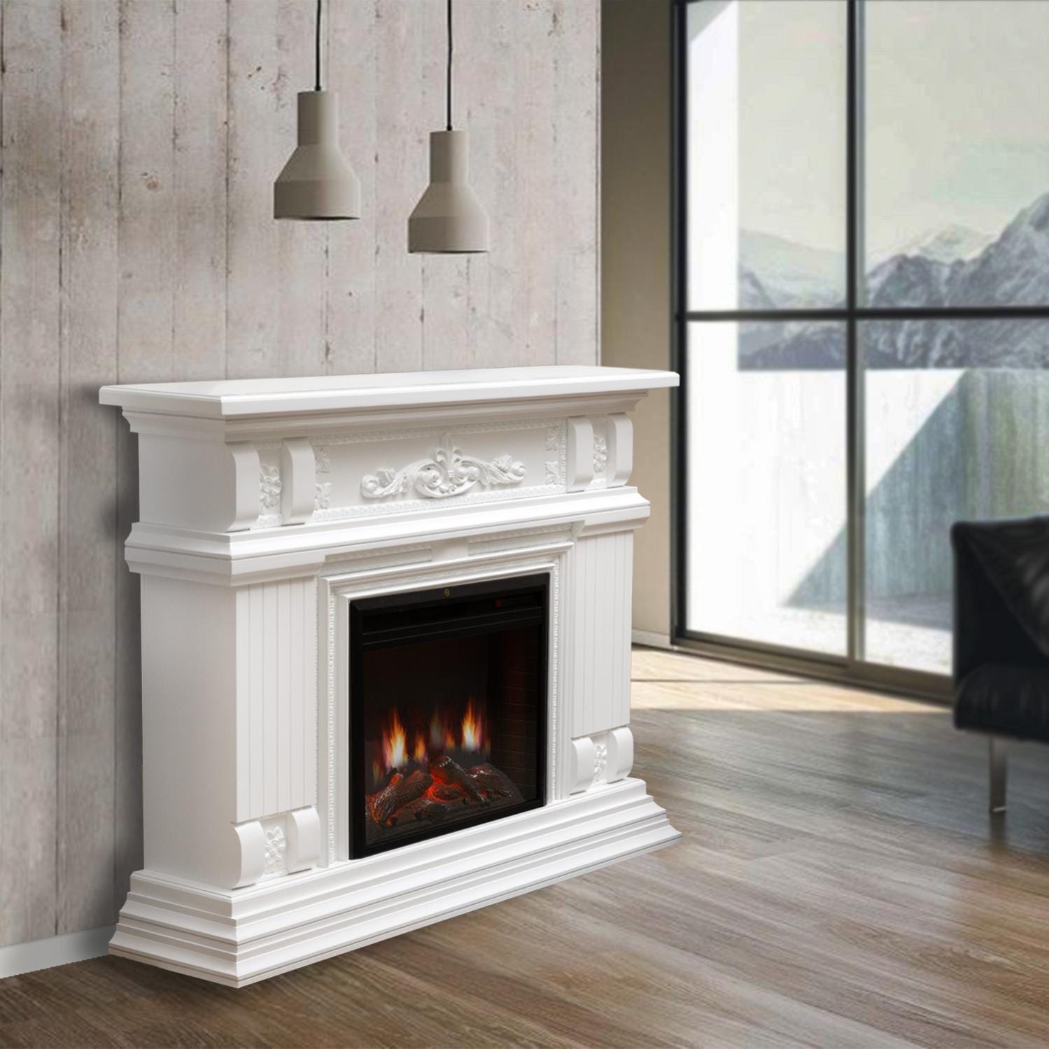 Adam Monet Fireplace Suite in Pure White with Electric Fire, 23 Inch Adam Monet Fireplace Suite in Pure White with Electric Fire, 23 Inch