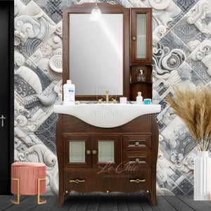 Mobile bagno Kunst finitura legno arte povera con lavabo rettangolare