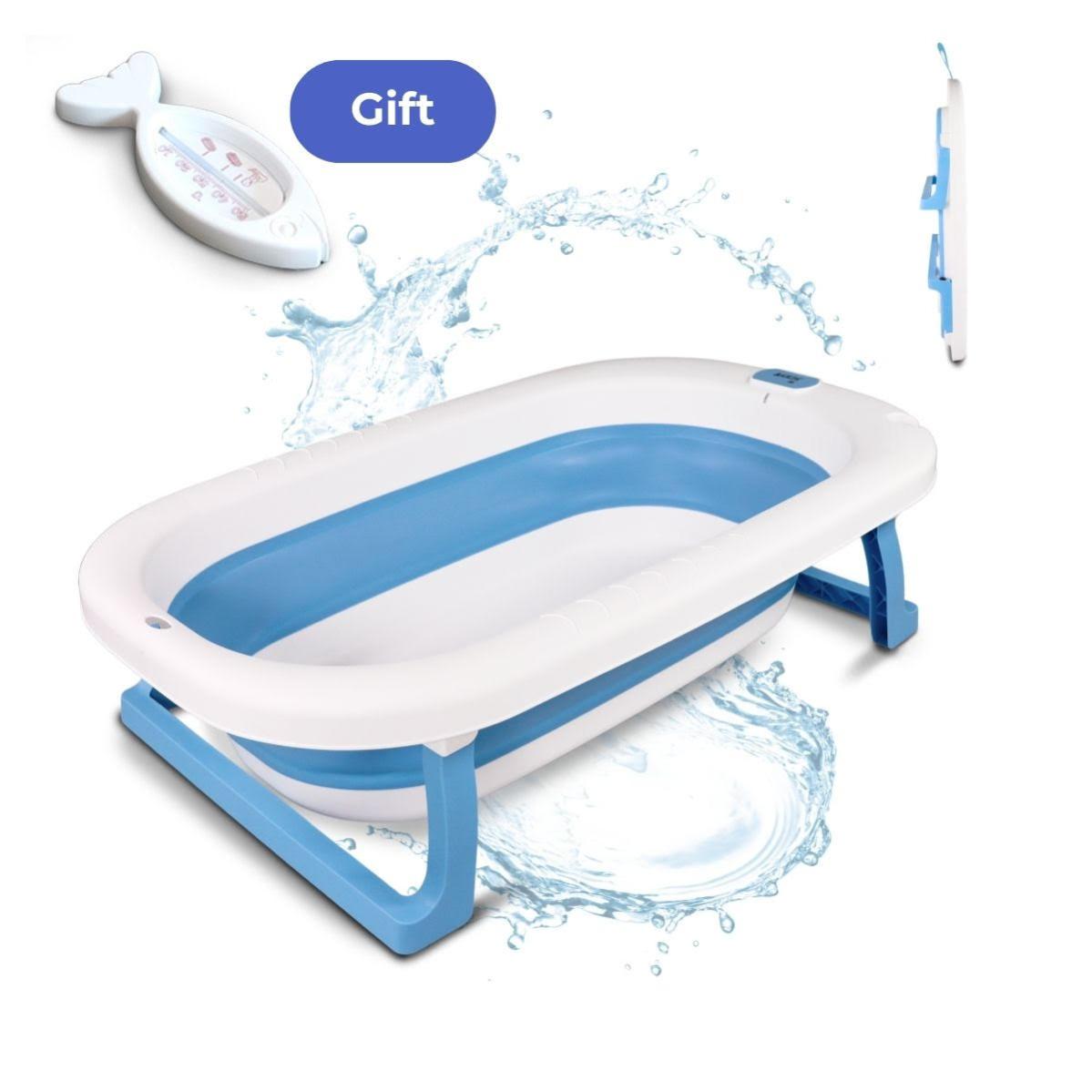 Pack De Bain Bébé Mobiclinic Baignoire Enfant Pliable Antidérapant Bleu