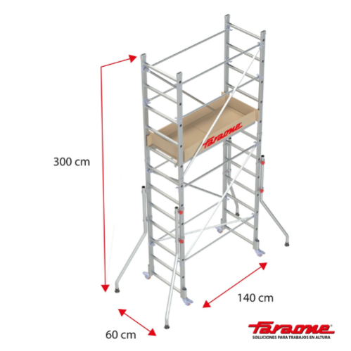 Andamio aluminio faraone rapido 140, 60×140, altura de trabajo 4.00 m.