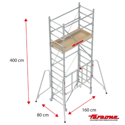 Andamio aluminio faraone rapido 160, 80×160, altura de trabajo 5.00 m.