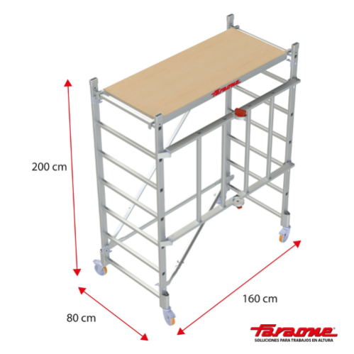 Andamio aluminio faraone rapido 160, 80×160, altura de trabajo 3.00 m.
