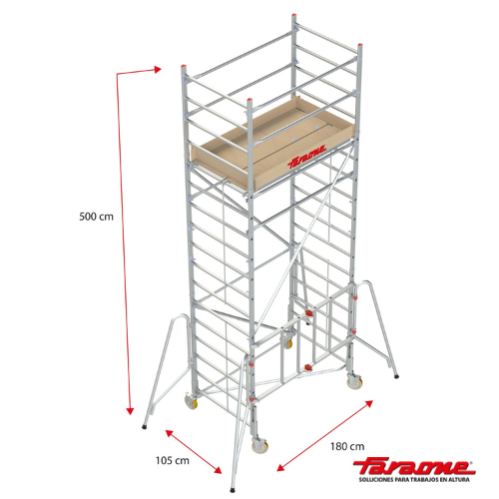 Andamio aluminio faraone rapido 180, 105×180, altura de trabajo 6.00 m.