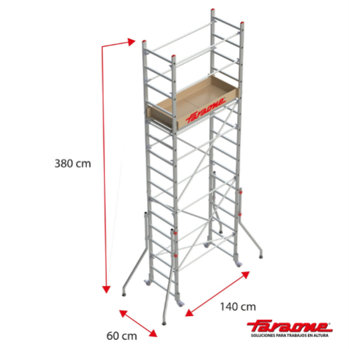 Andamio aluminio faraone rapido 140, 60×140, altura de trabajo 4.80 m.