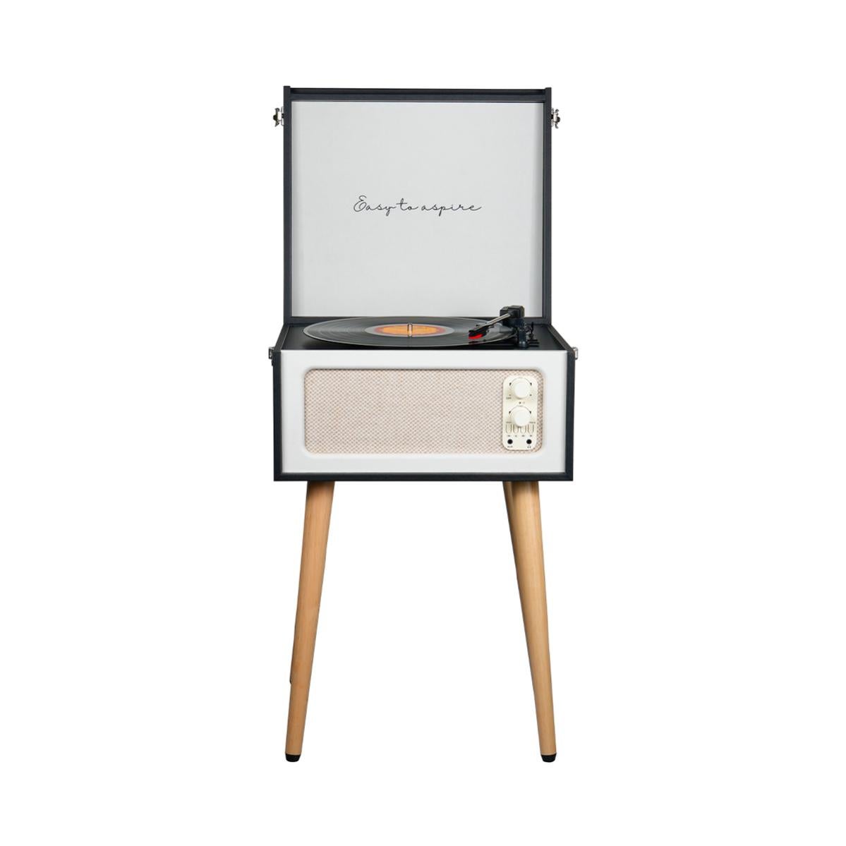 Giradischi Vintage In Legno Noce Con Altoparlanti Integrati - Bluetooth, 3 Velocità, Auto Stop, RCA - 5