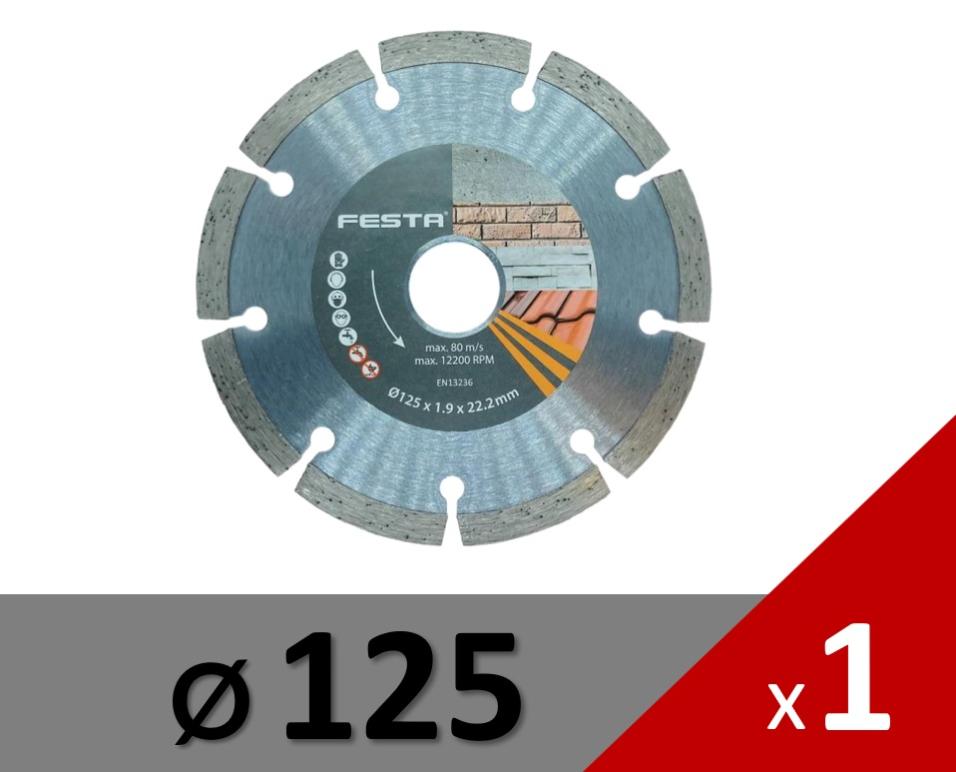 2 Disques Diamant 125mm X 22,2mm - Pour Béton, Pierre, Brique - Segment 10mm