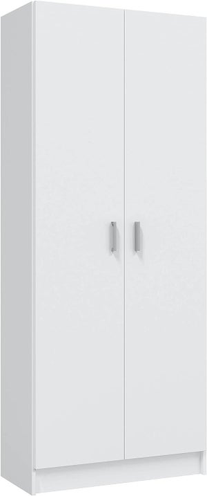 Armario Multiusos Anemone, Mueble lineal con 2 puertas batientes y baldas,  Mueble lavadero para lavadora, 100% Made in Italy, 65x32h195 cm, Blanco