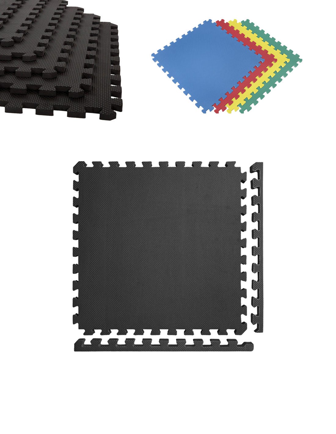 Esterilla Puzzle para Suelos de Gimnasio y Fitness, Protección de Goma  60x60 cm, Colchoneta Antideslizante, 20 Piezas - 7,2 m² (Negro)