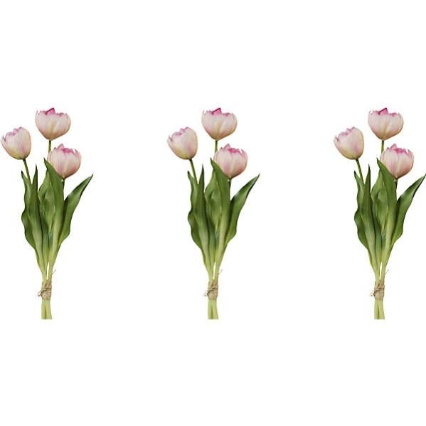 Mazzo Di Tulipani Artificiali Lona | 7 Fiori Fucsia-Verde, Altezza 44 Cm, Diametro 20 Cm, Steli Flessibili, Decorazione Da Tavolo - 2
