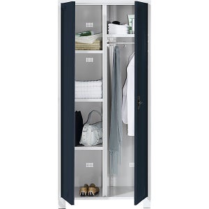 Eurokraft pro, Armadio multiuso e armadio guardaroba, con asta  appendiabiti, 6 scomparti, larghezza 800 mm, corpo in grigio chiaro, ante in