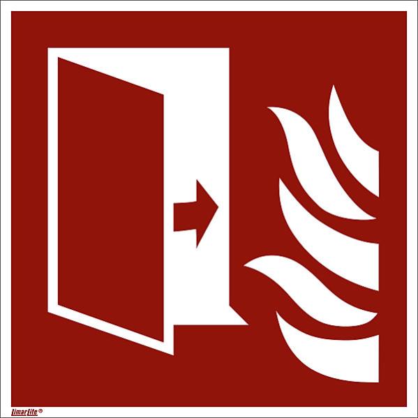 Cartello Autoadesivo "Automatic Fire Door Keep Clear" - VSafety - 100x100 Mm - Conforme EN ISO 7010
