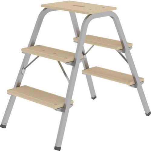 Scaletta A 8 Gradini Con Piattaforma In Acciaio - Scaletta Pieghevole Per Casa, Carico 125 Kg, Antiscivolo, Colore Grigio