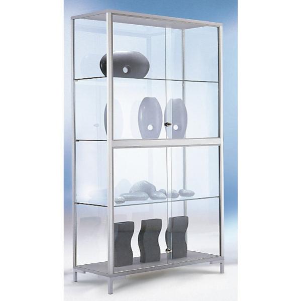 Vetrina Espositiva Angolare In MDF Con LED RGB 7 Colori, 3 Ripiani E 2 Cassetti – Per Collezione, Libri O Vini, Dimensioni 40x40x160 Cm