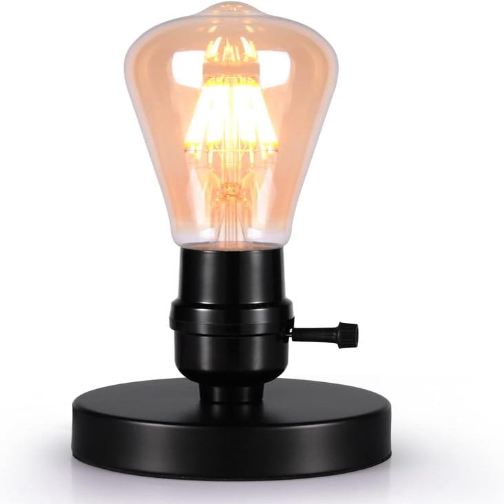Lampe de bureau rétro support de lampe E27 Max 60 W Mini lampe de bureau  industrielle, petite lampe de chevet, double interrupteur, avec pri