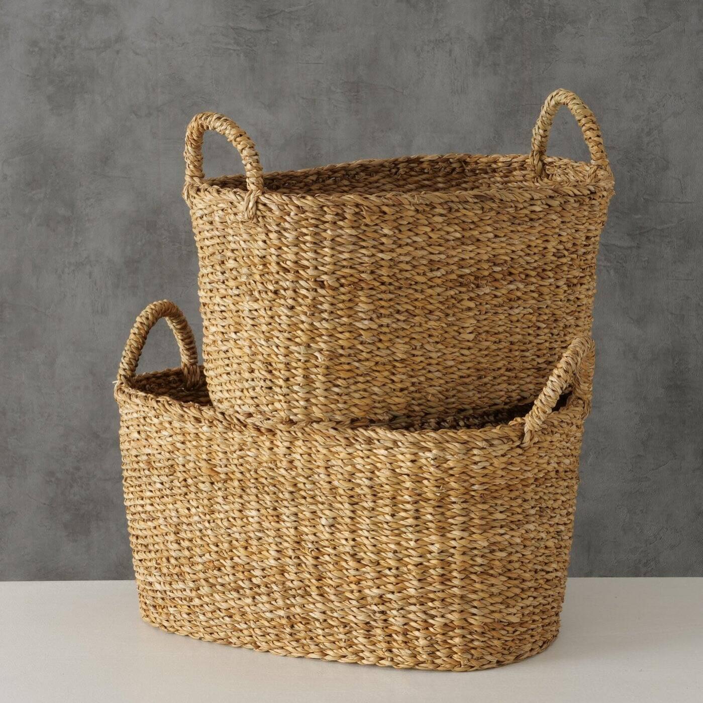 Creative Home Panier En Osier Avec Jute - 50x34x50cm - Range-Bûches Ou Rangement Déco
