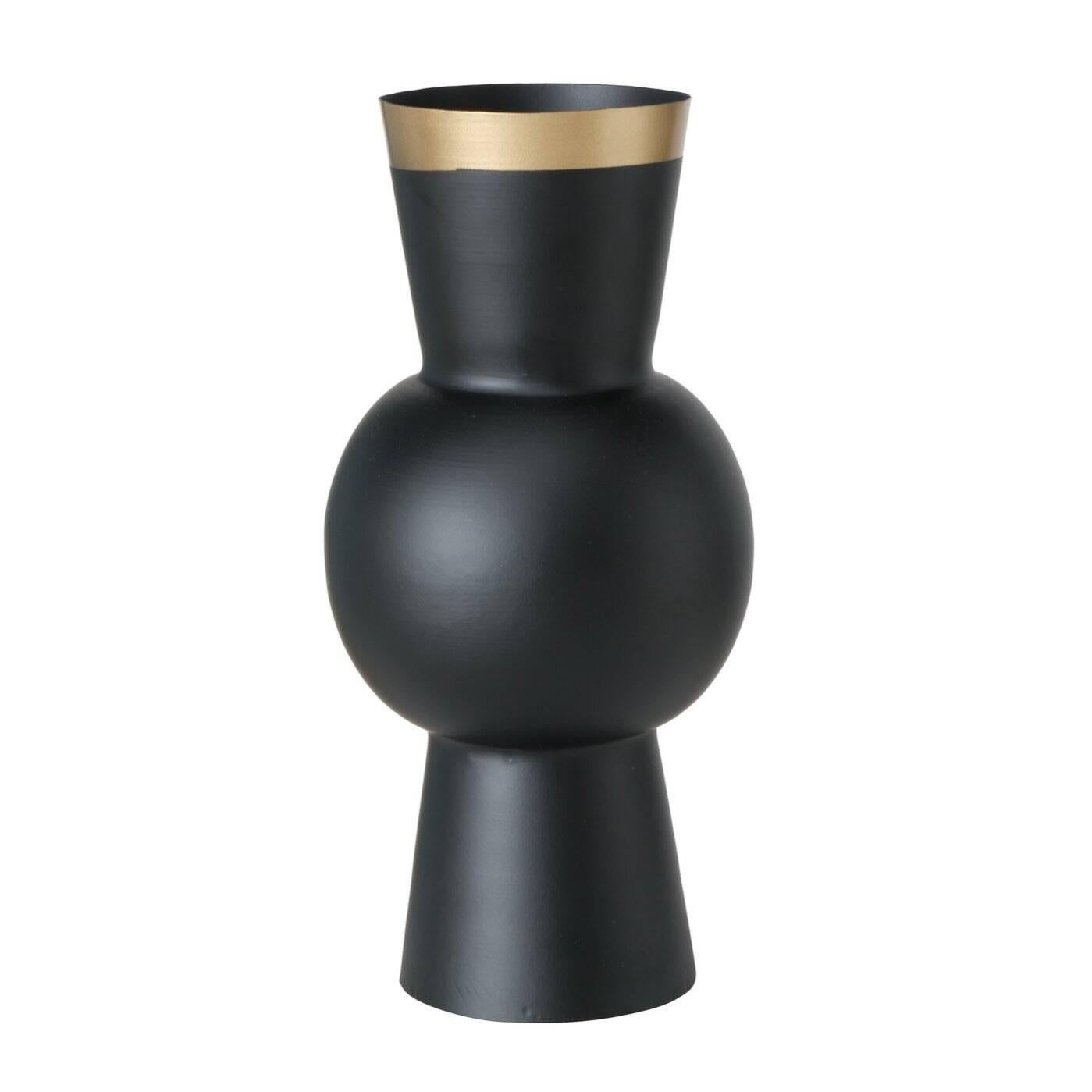 Vase noire VARNJO avec décoration dorée, 30 cm, Boltze Home Leroy Merlin