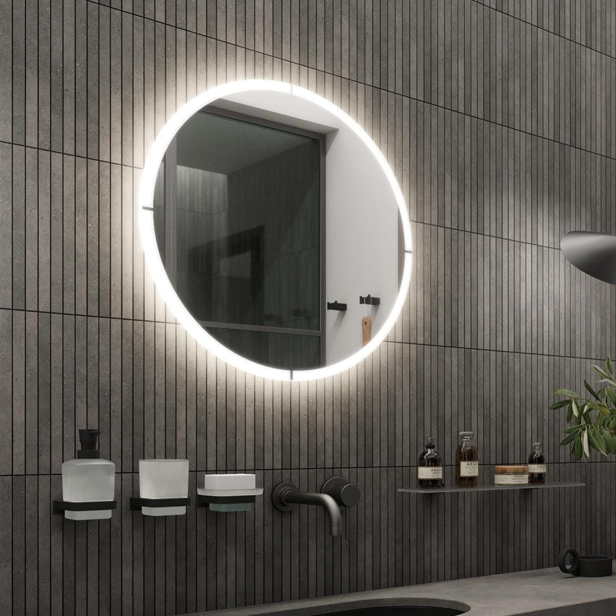 Miroir Lumineux à LED pour salle de bain LAIZERE 60x80 cm - Blanc -  Aluminium - Brillant - Contemporain - Design