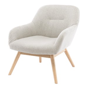 Fauteuil beige lounge scandinave avec structure bois et tissu 66x84x75 cm -  RETIF