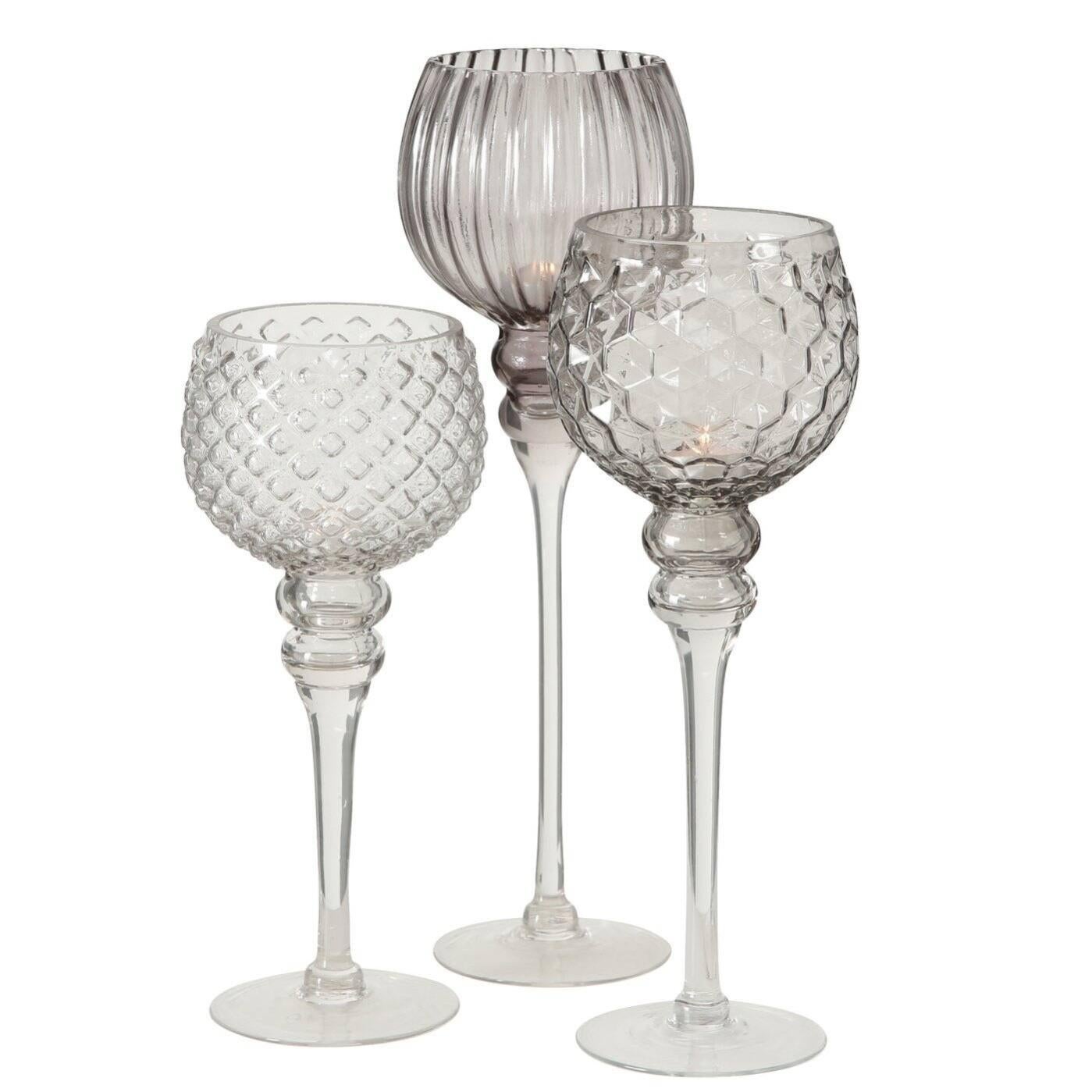 Porte-bougie Lotus En Verre Noir Réfractif - Tahari - Style Hollywood Regency