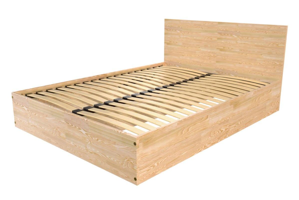 Lit coffre 2 places en bois avec tête de lit 160x200 Incolore