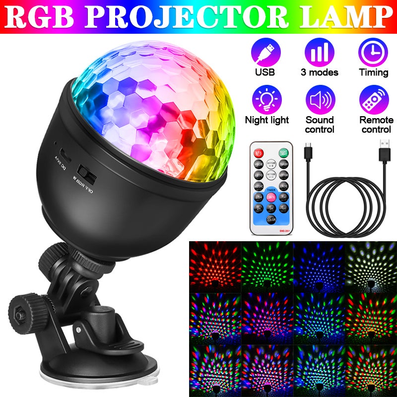 Lampe de Scène Projecteur RGB avec Télécommande, Veilleuse pour enfant, Jeux  de Lumiere avec Ventouse pour Soiree, KTV, DJ, Fête, Noël