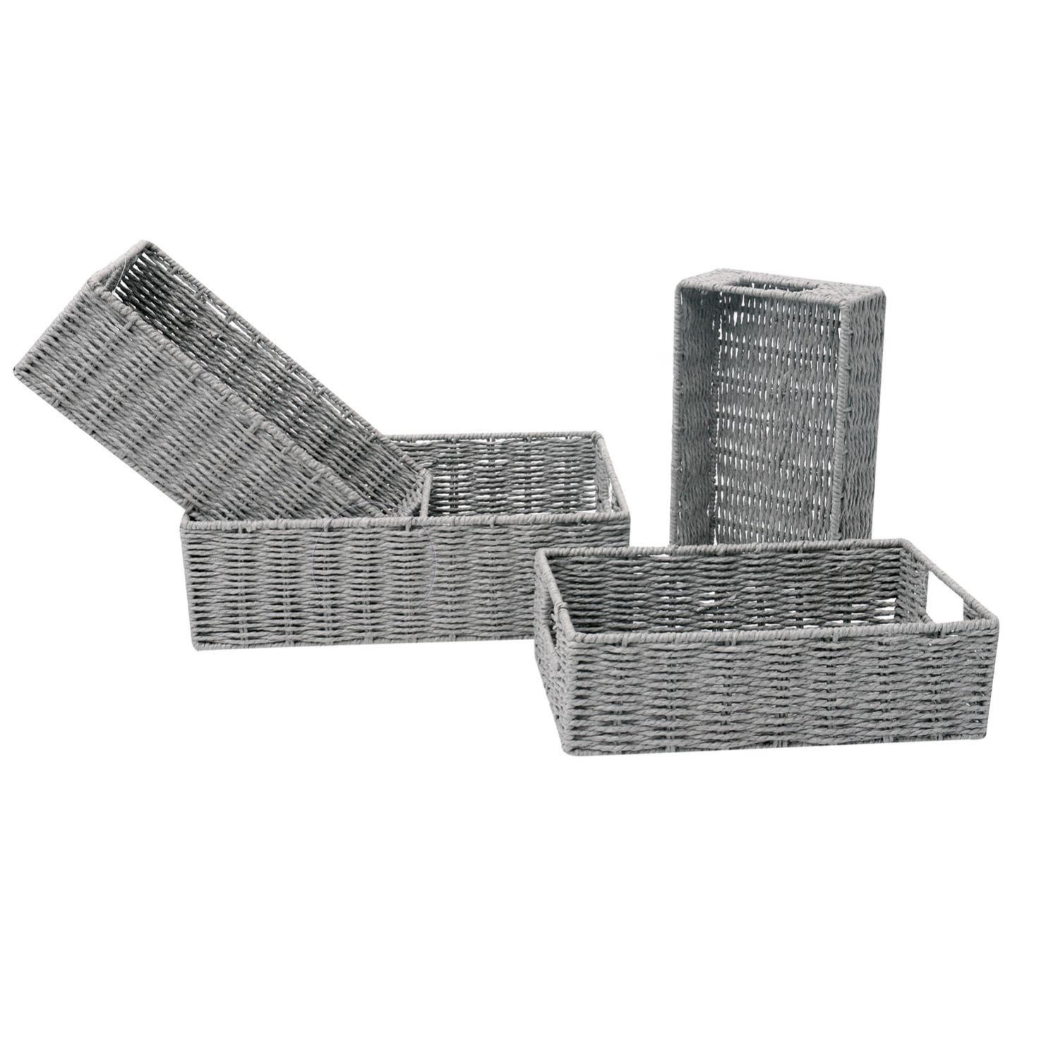 WEERSTONE Lot De 4 Paniers Rangement Sous Étagère Fil Métallique Blanc - Cuisine, Armoire, Salle De Bain