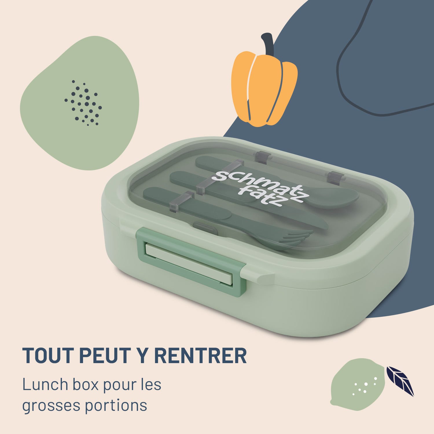 Klarstein Schmatzfatz Boite Bento Lunch Box Adulte, Boite Repas Lunchbox  Multi-compartiments Sans BPA Etanche Gris