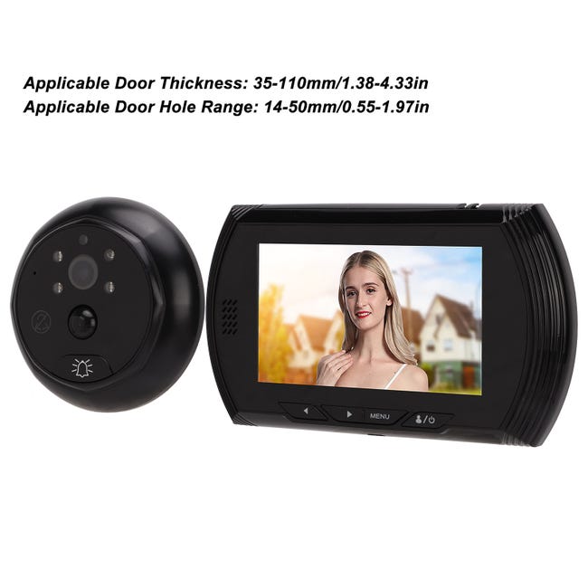  Cámara inteligente con mirilla, grabación de video HD de 0.3  MP, 2.4 pulgadas, TFT LCD, 140° gran angular para la seguridad del hogar :  Electrónica