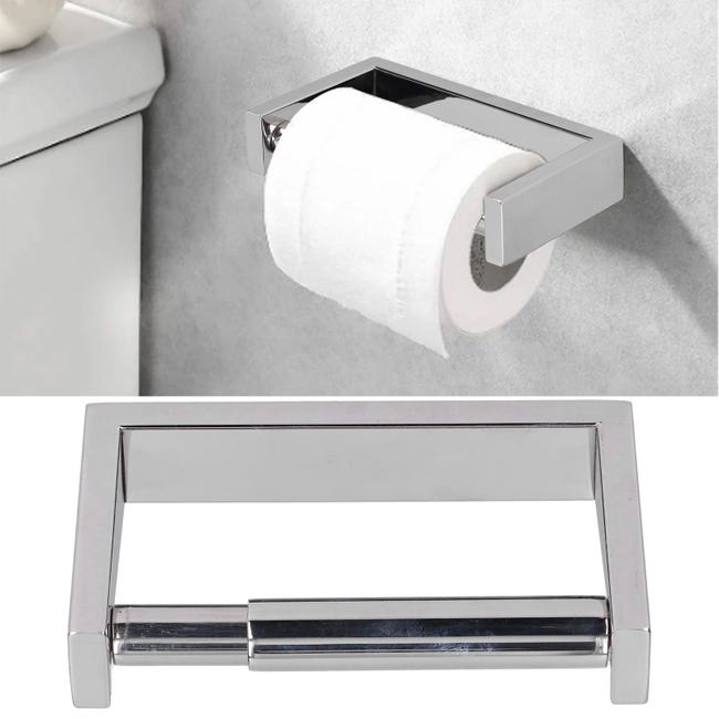 Portarrollos de papel adhesivo de acero inoxidable plateado para  almacenamiento de pared de cuarto de baño y ducha, 1 pieza, Moda de Mujer